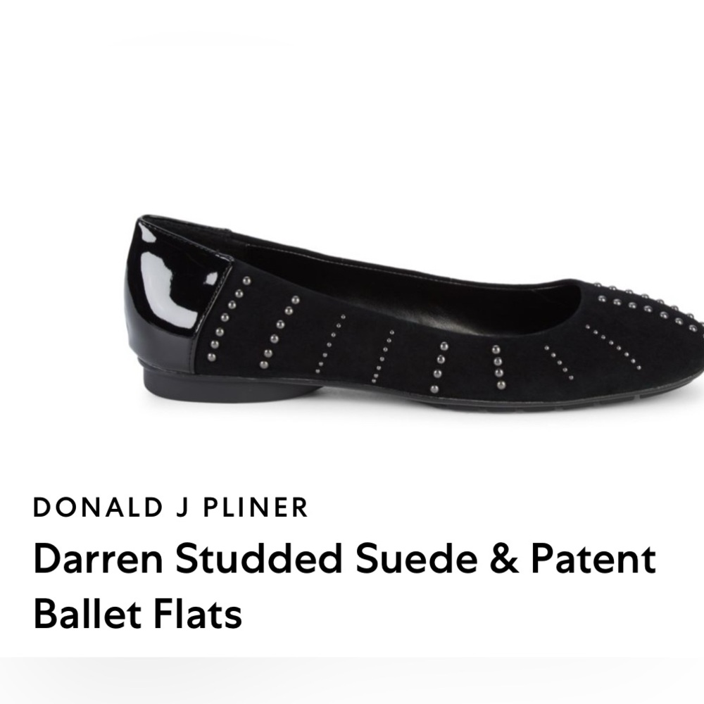 Donald Pliner black suede studded flats
NWOT